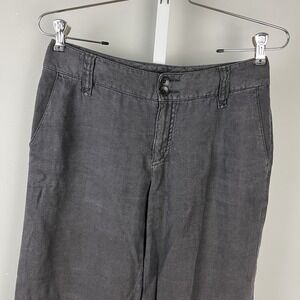 Vintage‎ Rosner Pants Womens EU 34 US 4 Dark Gray 100% Linen Coastal Lagenlook